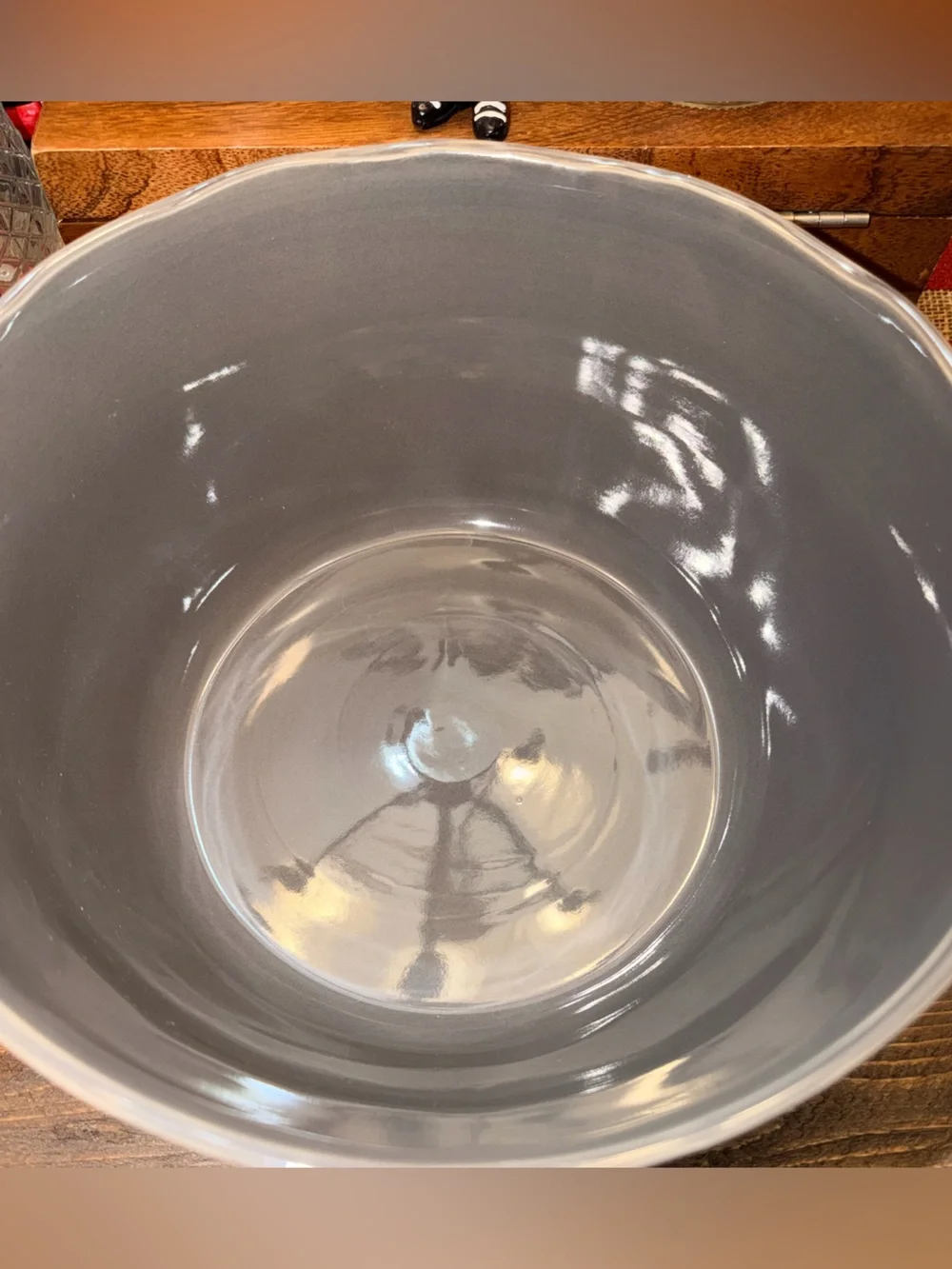 large grey-glazed stoneware bowl Naturals by Noble Excellence collection EUC